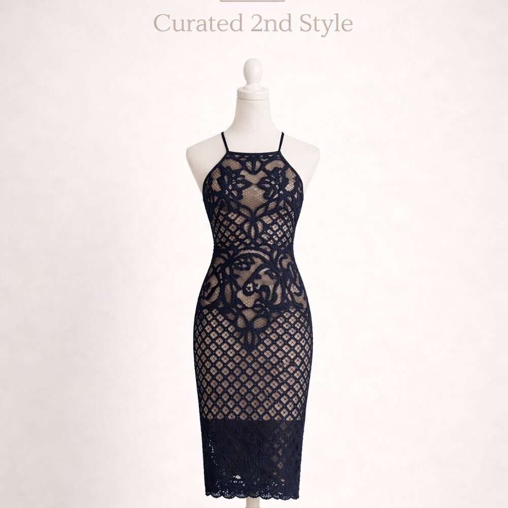 Bardot Navy Lace Midi Dress Size M | Gently Worn